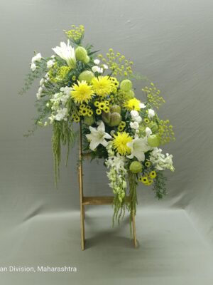 Standing Flower Arrangement with Yellow and White Blooms