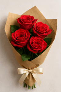Classic red rose bouquet symbolises love and passion - part of flower gift meaning