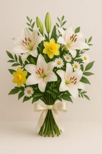 Elegant white lily bouquet for purity and peace - discover lily flower gift meaning