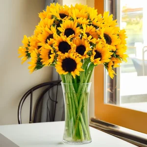 fresh sunflower bouquet in vase