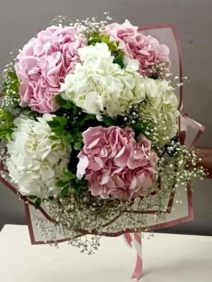 Blush & Ivory Hydrangea Bouquet | Pink-White Blooms