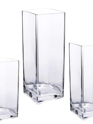 Clear Glass Tall Square Vases