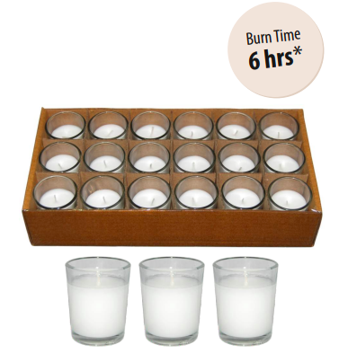 Pack of 18 Round Shot Glass Candles