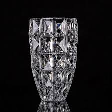 Elegant crystal flower vase with diamond cut design for home decor