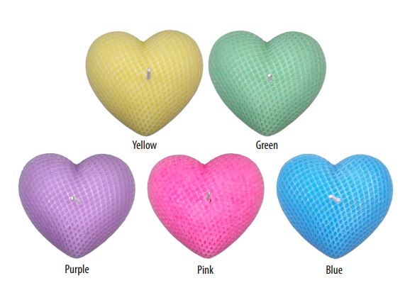 Heart Shaped Candles showed in various colors