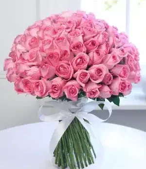 bunch of 100 pink roses
