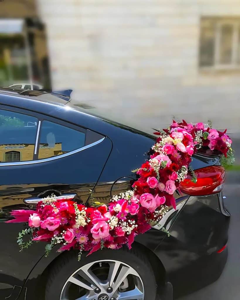 Luxury Floral Car Decoration with Red & Pink Roses & Orchids, Mumbai