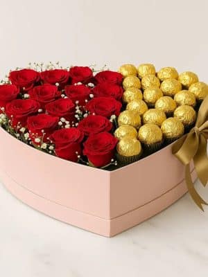 red roses with ferrero Rocher