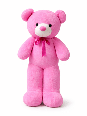 Pink Giant Teddy Bear with Ribbon Bow – Soft Plush Hug Toy